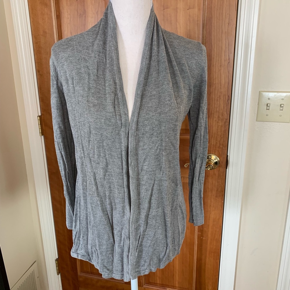 Philosophy gray open long sleeve cardigan. Size M